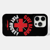 Geef bloed. Play Hockey. iPhone case (Achterkant (horizontaal))