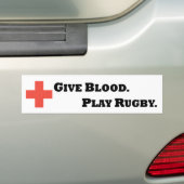 Geef bloed. Play Rugby Bumpersticker (Op auto)