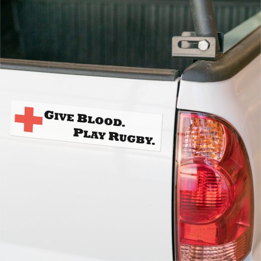 Geef bloed. Play Rugby Bumpersticker (Op Truck)