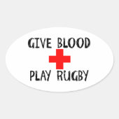Geef bloed, Play Rugby Ovale Sticker (Voorkant)