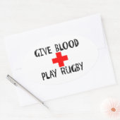 Geef bloed, Play Rugby Ovale Sticker (Envelop)