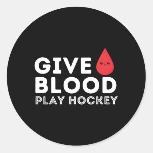 Geef Blood Play Hockey ijshockeyspeler Ronde Sticker