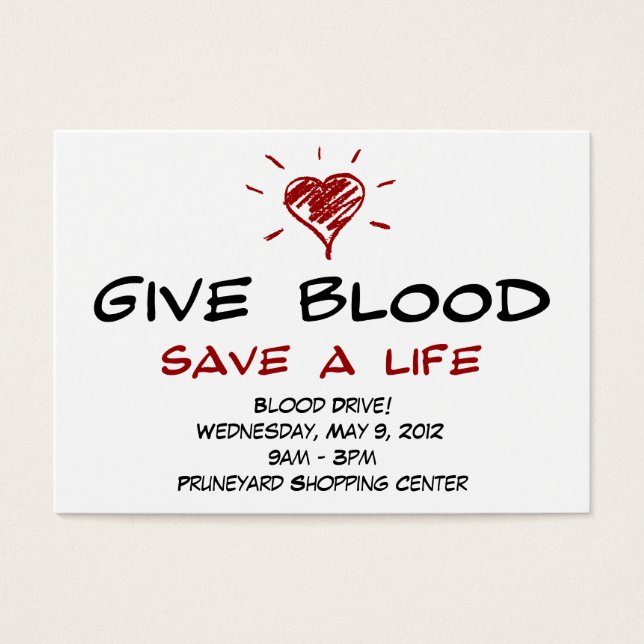 Geef Blood Save A Life Bloedaandrijving Chubby Sja Visitekaartje (Voorkant)