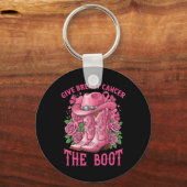 Geef borstkanker de Boot Cancer Awareness Ribbo Sleutelhanger (Voorkant)
