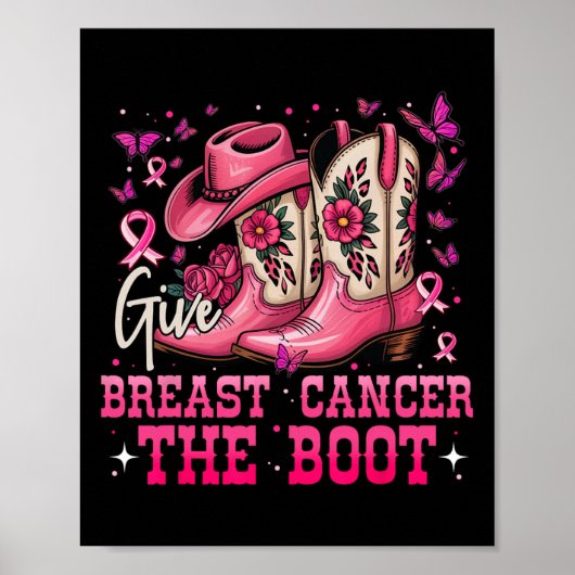 Geef borstkanker de Boot Cowgirl borstkanker Poster (Voorkant)