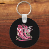 Geef borstkanker de Boot Cowgirl borstkanker Sleutelhanger (Voorkant)
