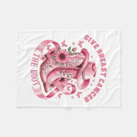 Geef borstkanker de Boot Cowgirl Cancer Awarene Fleece Deken (Voorkant (Horizontaal))