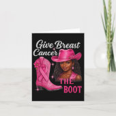 Geef borstkanker de Boot Cowgirl Cancer Awarene Kaart (Voorkant)