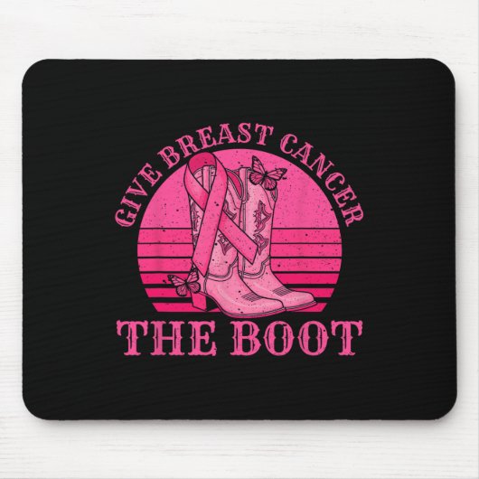 Geef borstkanker de Boot Cowgirl Cancer Awarene Muismat (Voorkant)