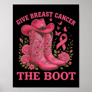 Geef borstkanker de Boot Cowgirl Cancer Awarene Poster