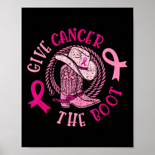 Geef borstkanker de Boot Cowgirl Cancer Awarene Poster (Voorkant)