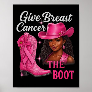 Geef borstkanker de Boot Cowgirl Cancer Awarene Poster