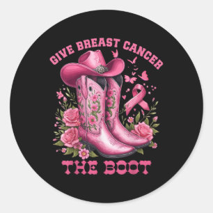 Geef borstkanker de Boot Cowgirl Cancer Awarene Ronde Sticker