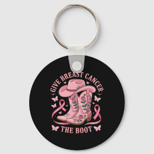 Geef borstkanker de Boot Cowgirl Cancer Awarene Sleutelhanger
