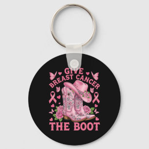 Geef borstkanker de Boot Cowgirl Cancer Awarene Sleutelhanger