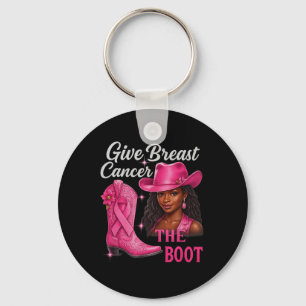 Geef borstkanker de Boot Cowgirl Cancer Awarene Sleutelhanger