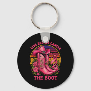 Geef borstkanker de Boot Cowgirl Cancer Awarene Sleutelhanger