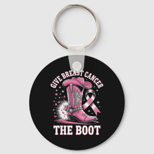 Geef borstkanker de Boot Cowgirl Cancer Awarene Sleutelhanger