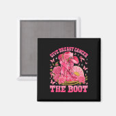 Geef borstkanker de Boot Cowgirl Patchwork Pink Magneet (Voorkant / Achterkant)