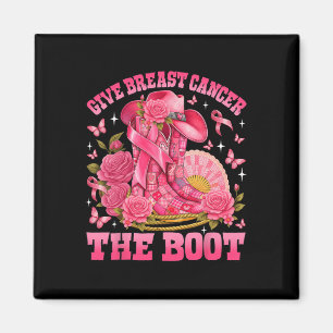 Geef borstkanker de Boot Cowgirl Patchwork Pink Magneet