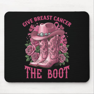 Geef borstkanker de Boot Cowgirl Ribbon Cancer Muismat