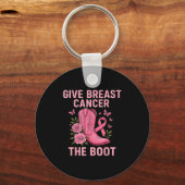 Geef borstkanker de Boot Pink Ribbon Awareness Sleutelhanger (Voorkant)