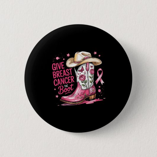 Geef Borstkanker De Laars Borstkanker Roze Lint Ronde Button 5,7 Cm (Voorkant)