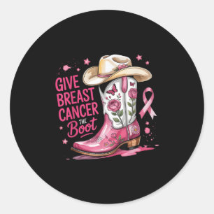 Geef Borstkanker De Laars Borstkanker Roze Lint Ronde Sticker