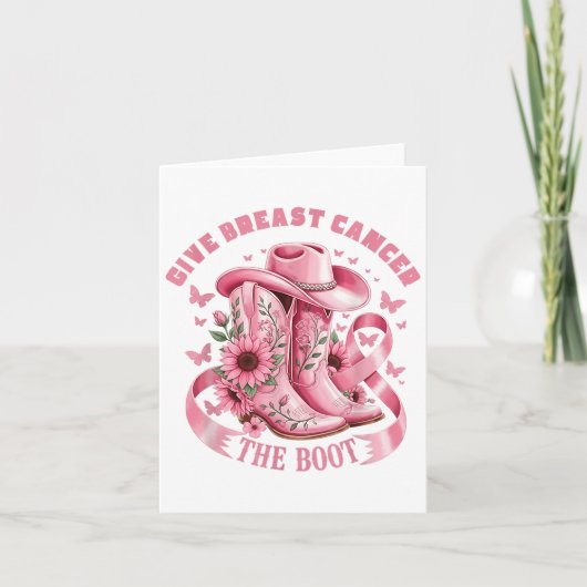 Geef Borstkanker De Laars Cowgirl Kanker Bewustzij Kaart (Voorkant)