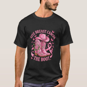Geef Borstkanker De Laars Cowgirl Roze Lint Fl T-shirt