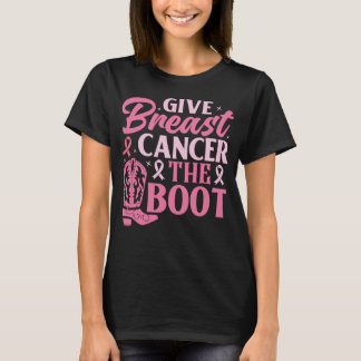 Geef Borstkanker De Laars Roze Cowboylaars Typo T-shirt