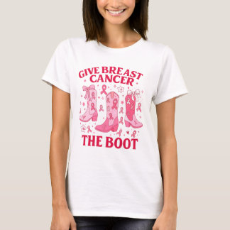 Geef Borstkanker de Laars Westers Roze Lint T-shirt