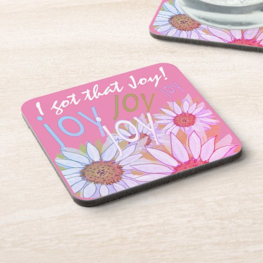 Geef Daisy een persoonlijk tintje: Floral Joy, Joy Bier Onderzetter (Linkerzijde)