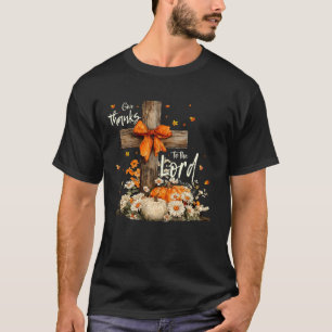 Geef dank aan de Heer Kruis Pompoenen Boog Herfst T-shirt