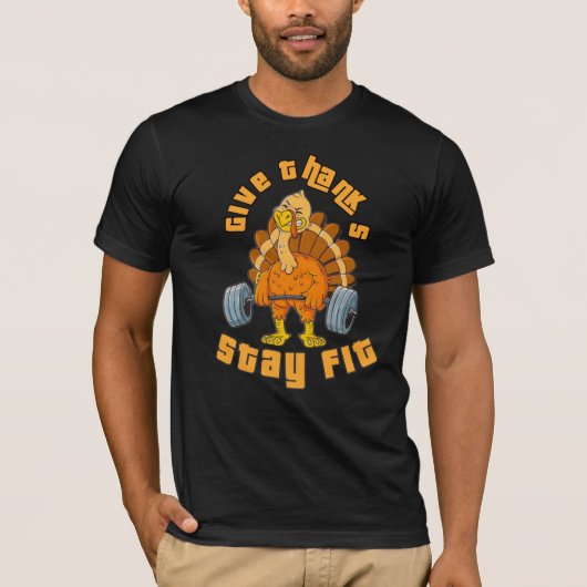 Geef dank blijf fit kalkoen t-shirt (Voorkant)