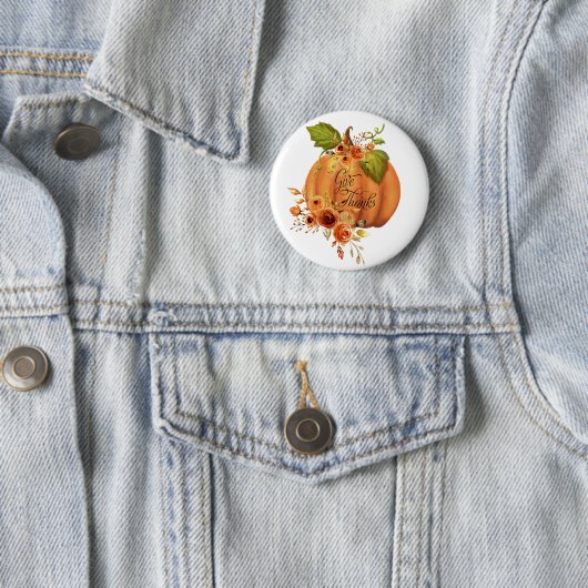 Geef Dank bloemenkurkpompelmoes Ronde Button 5,7 Cm (In situ)