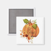 Geef dank bloemrijke pompoen magneet (Voorkant / Achterkant)