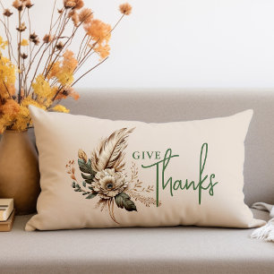 Geef Dank Boho Herfst Bloemige Thanksgiving Kussen