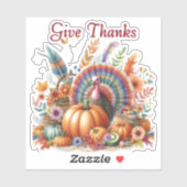 Geef Dank Boho Tom Kalkoen Sticker (Vel)