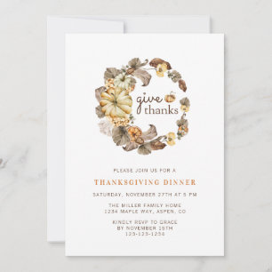 Geef Dank Eenvoudig Aquarel Thanksgiving Dinner  Kaart