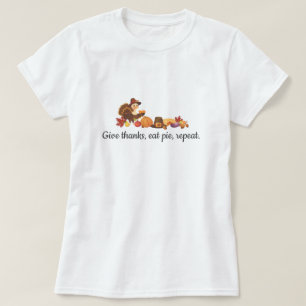 Geef dank eet taart herhaal grappige thanksgiving t-shirt