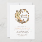 Geef Dank Elegante Aquarel Thanksgiving Dinner Kaart (Voorkant)