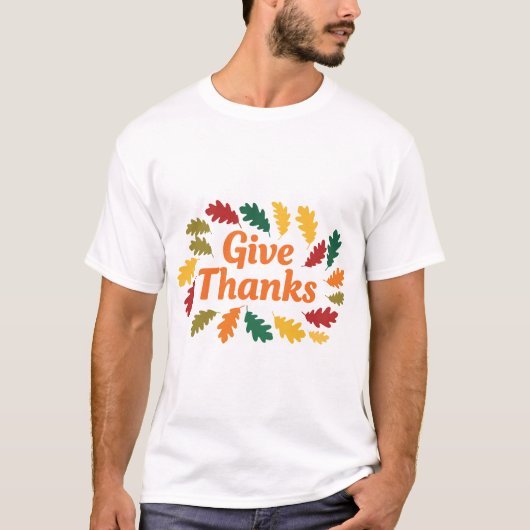 Geef Dank Herfst Bladeren Ontwerp T-shirt (Voorkant)