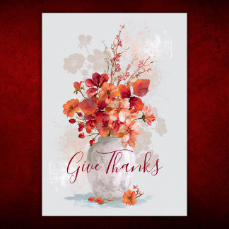 Geef Dank Herfst Bloemstuk Thanksgiving Feestdagen Kaart