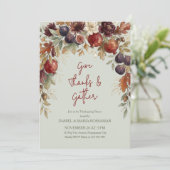 Geef Dank Herfst Botanische Thanksgiving Dinner Kaart (Staand voorkant)