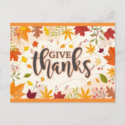 Geef Dank Herfst Herfstbladeren Thanksgiving Briefkaart (Voorkant)