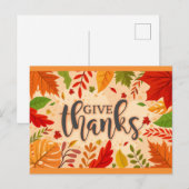 Geef Dank Herfst Herfstbladeren Thanksgiving Briefkaart (Voorkant / Achterkant)
