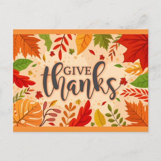 Geef Dank Herfst Herfstbladeren Thanksgiving Briefkaart (Voorkant)