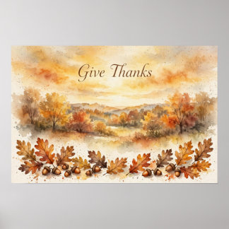 Geef Dank Herfst Landschap Kunstprint Poster