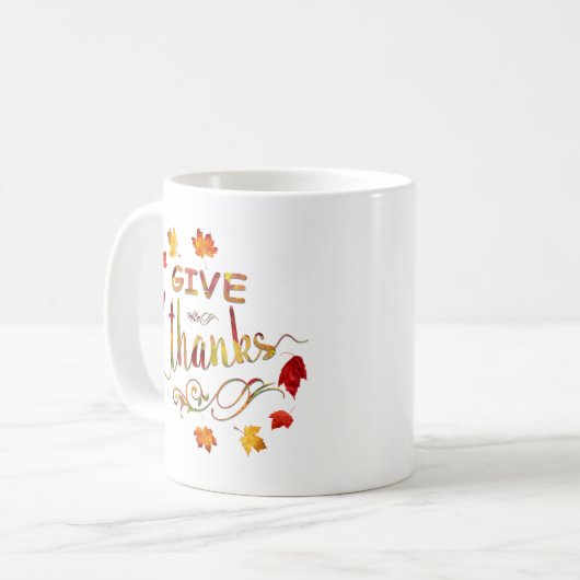Geef Dank Herfst Rustieke Thanksgiving Monogram Koffiemok (Voorkant links)